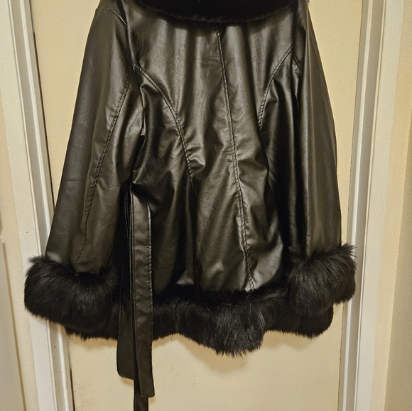 Faux Fur Lined Pleather Jacket - Picture 5 of 7